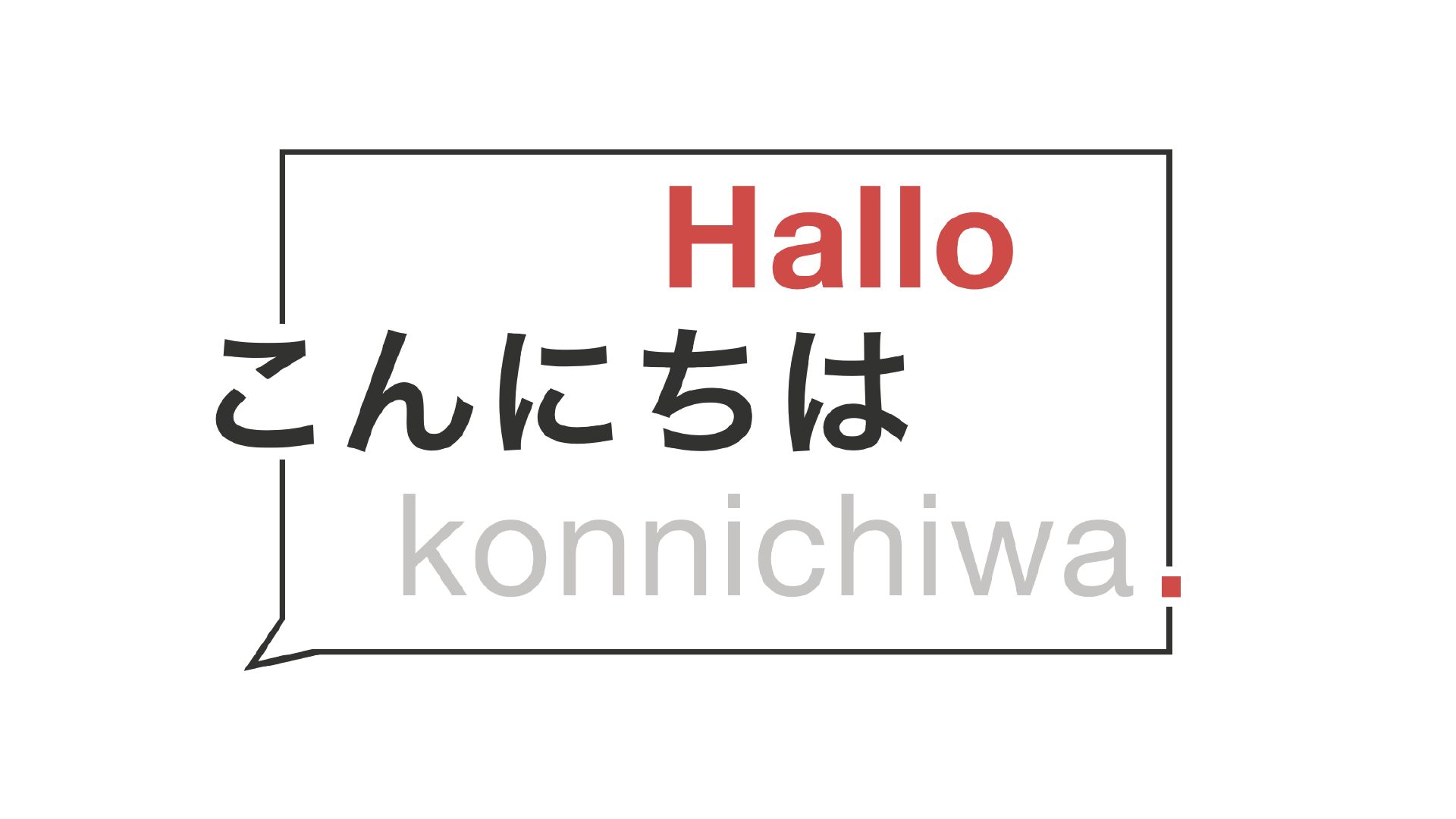 Sprachblase: Hallo, Konnichiwa